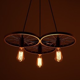 Loft Retro Pendant Lamps American country wrought iron Chandelier industrial style wheels