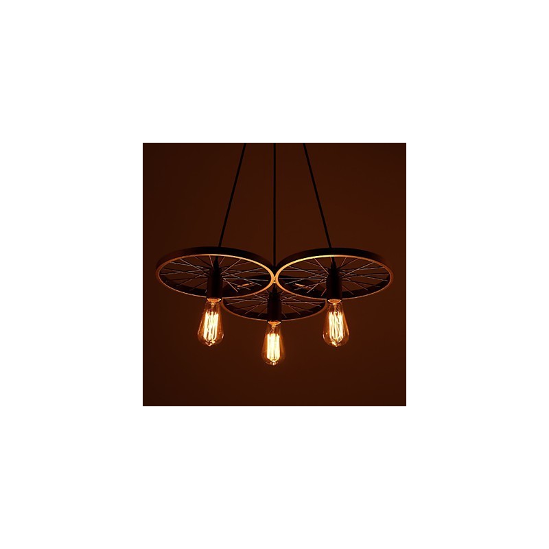 Loft Retro Pendant Lamps American country wrought iron Chandelier industrial style wheels