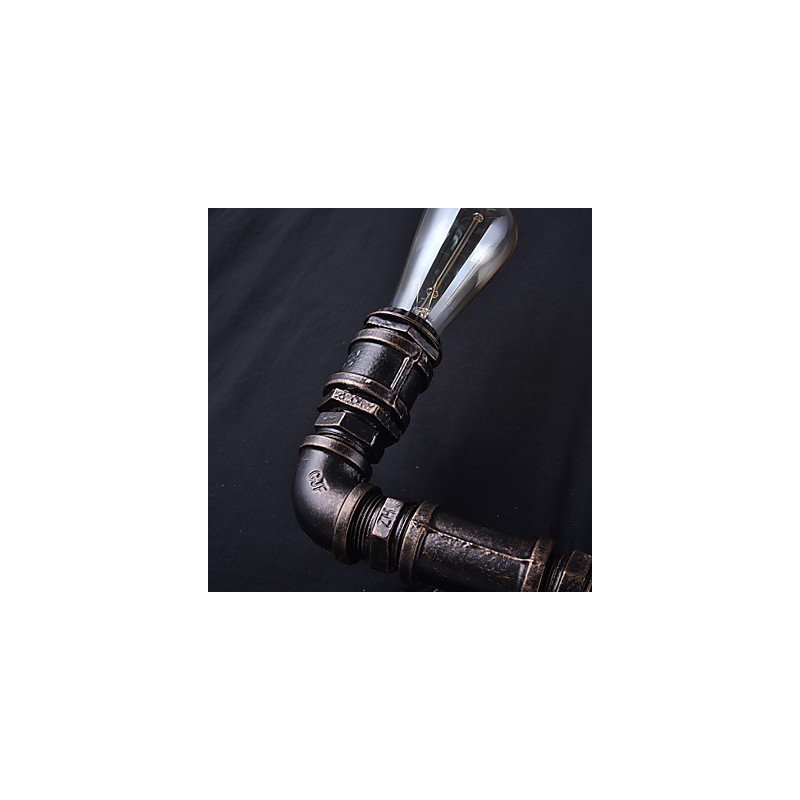 2 Lights Vintage Metal Water Pipe Wall Lamp With Edison Bulb