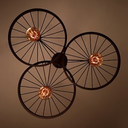 Loft Retro Pendant Lamps American country wrought iron Chandelier industrial style wheels