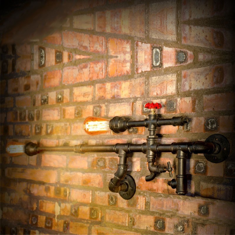 Vintage Industrial Wall Lamp Bathroom Kitchen Dinning Pipe Edison Light Luxury Dining Bar Sconces Lamparas FJ DB2 014A0
