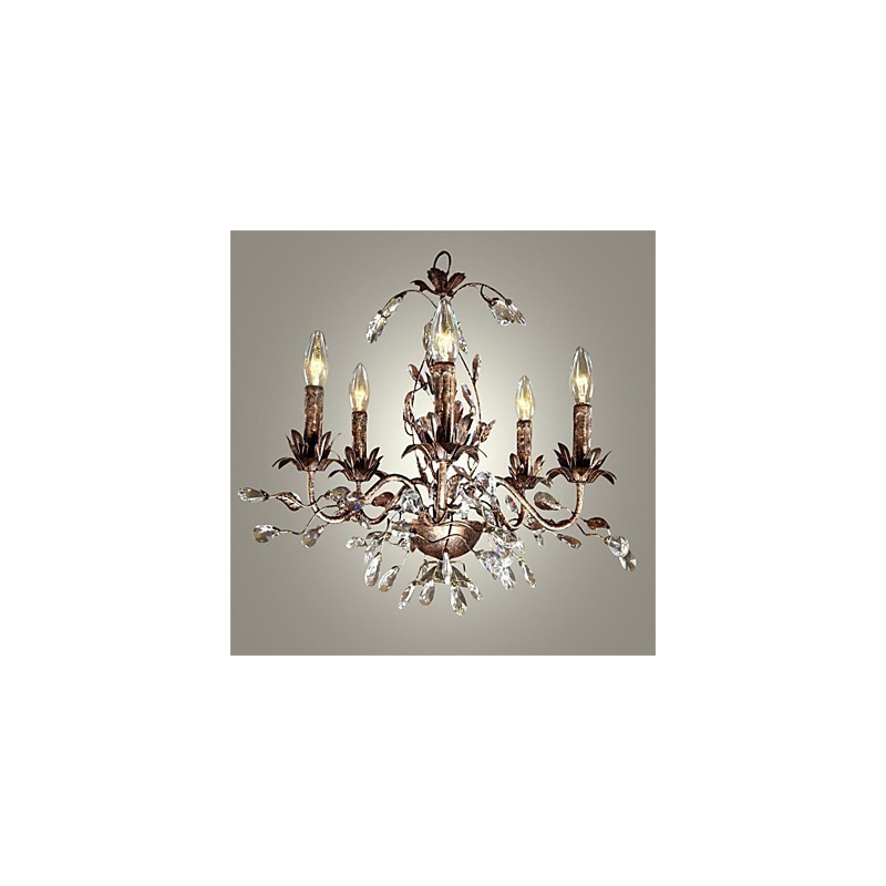 Vintage Candle Style Antique Brass Metal Chandelier