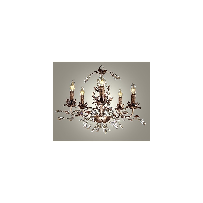 Vintage Candle Style Antique Brass Metal Chandelier