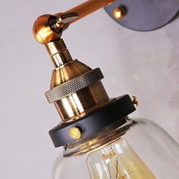 Industrial Edison Simplicity Glass Wall Sconce Metal Base Cap Dining Room Study Room Office Hallway Wall Mount Light