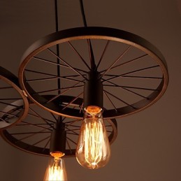 Loft Retro Pendant Lamps American country wrought iron Chandelier industrial style wheels