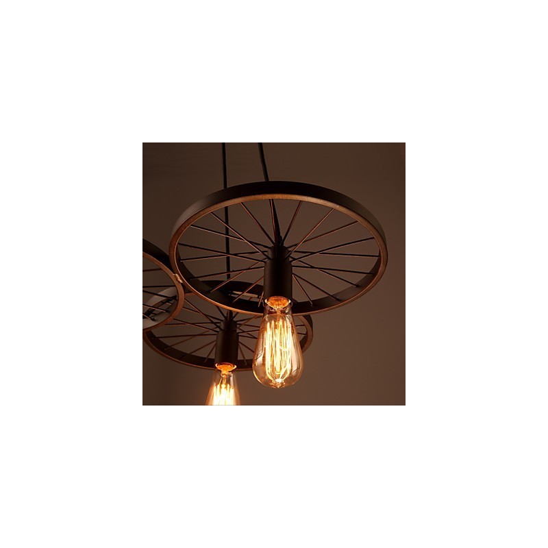 Loft Retro Pendant Lamps American country wrought iron Chandelier industrial style wheels