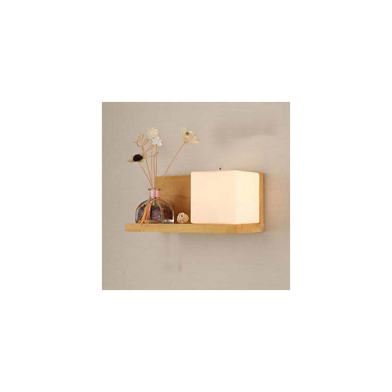Creative Contemporary And Contracted Solid Wood Glass Wall Lamp
