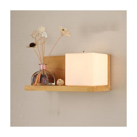 Creative Contemporary And Contracted Solid Wood Glass Wall Lamp