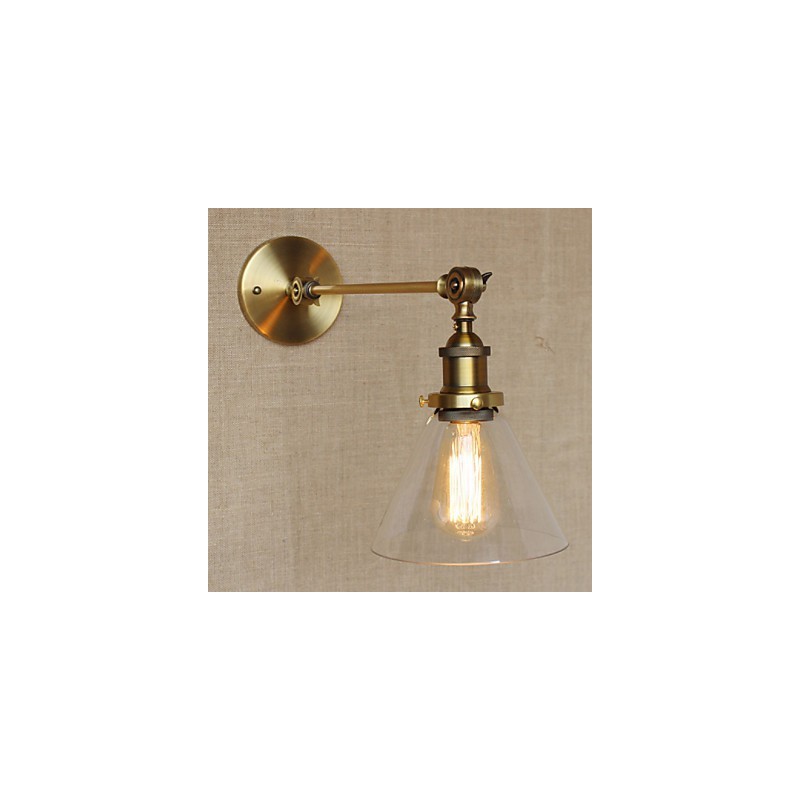 The Iron Glass Bronze Brass Arm Style Retro Creative American Country Hall Bedroom Wall Lamp