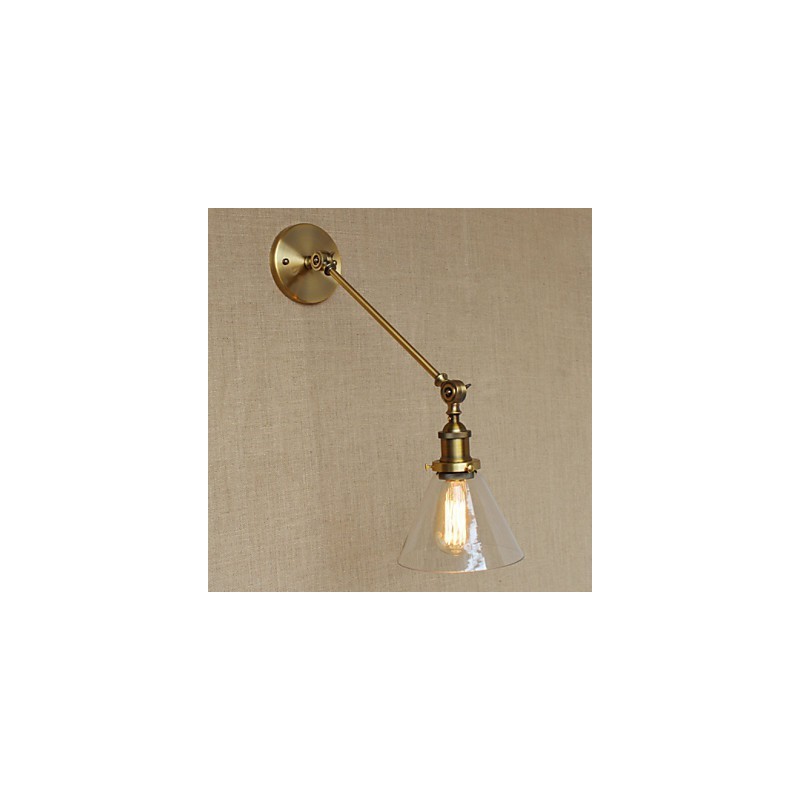The Iron Glass Bronze Brass Arm Style Retro Creative American Country Hall Bedroom Wall Lamp