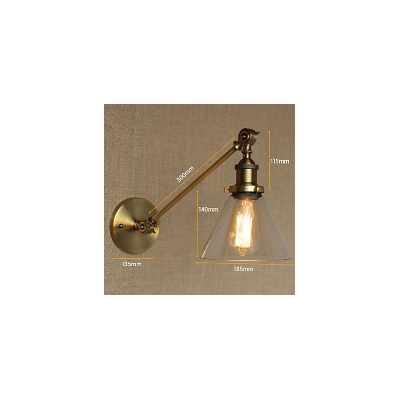 The Iron Glass Bronze Brass Arm Style Retro Creative American Country Hall Bedroom Wall Lamp