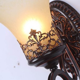 Europe Type Restoring Ancient Ways Wrought Iron Bedroom Glass Wall Lamp Light