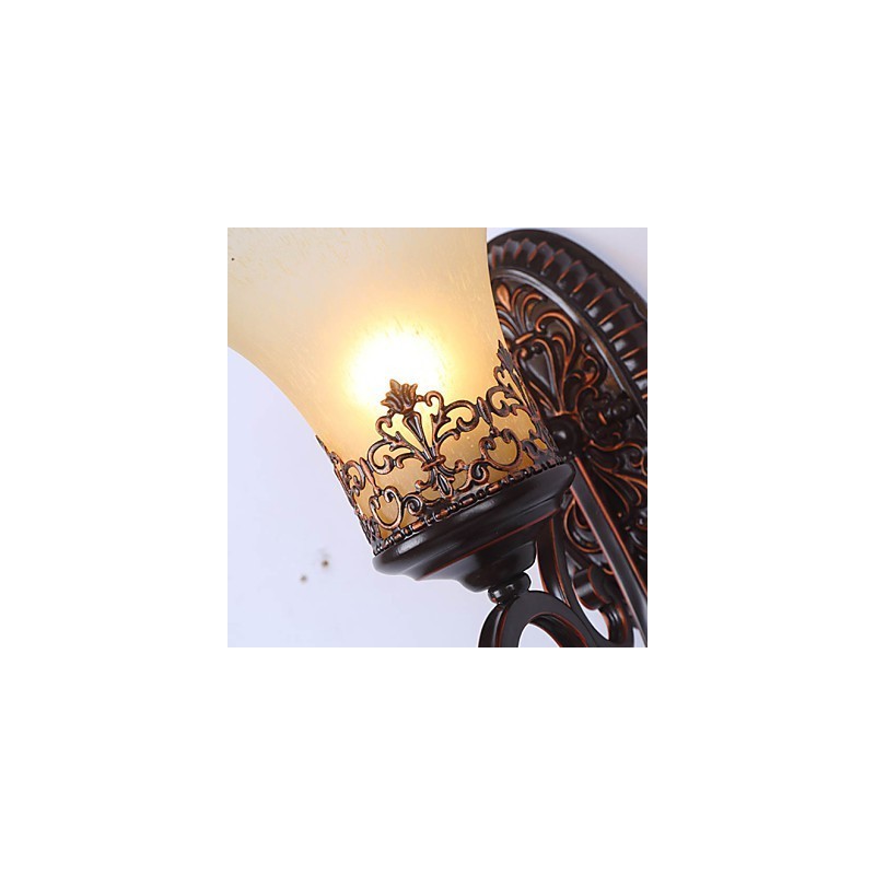 Europe Type Restoring Ancient Ways Wrought Iron Bedroom Glass Wall Lamp Light