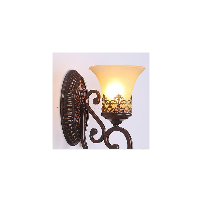 Europe Type Restoring Ancient Ways Wrought Iron Bedroom Glass Wall Lamp Light