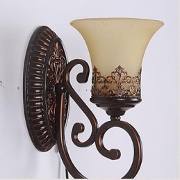 Europe Type Restoring Ancient Ways Wrought Iron Bedroom Glass Wall Lamp Light