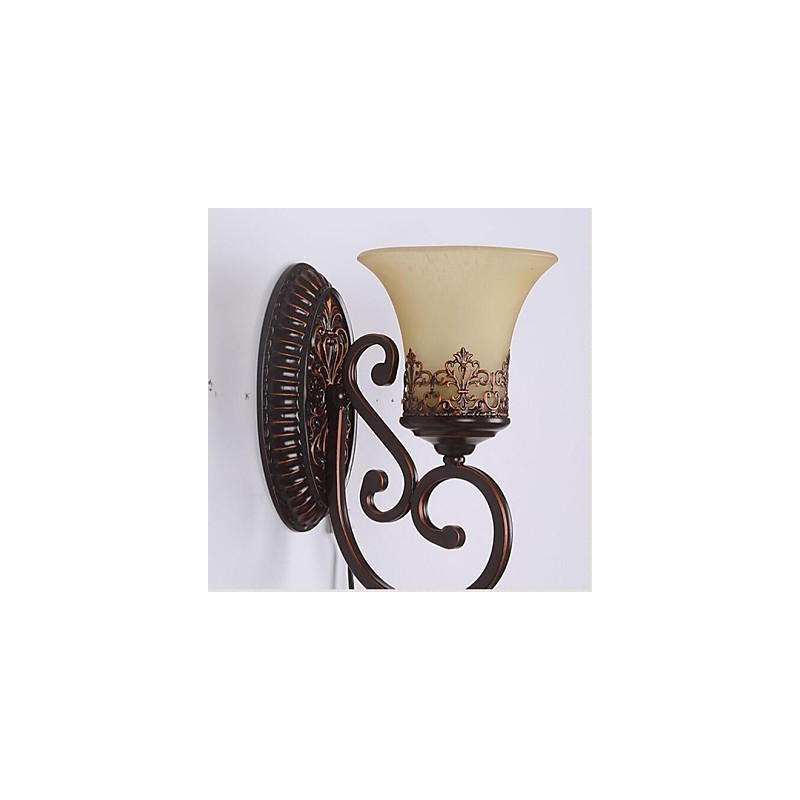 Europe Type Restoring Ancient Ways Wrought Iron Bedroom Glass Wall Lamp Light