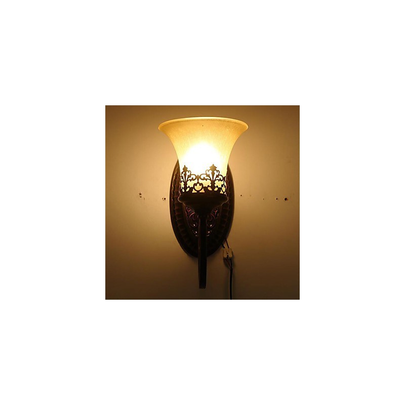 Europe Type Restoring Ancient Ways Wrought Iron Bedroom Glass Wall Lamp Light
