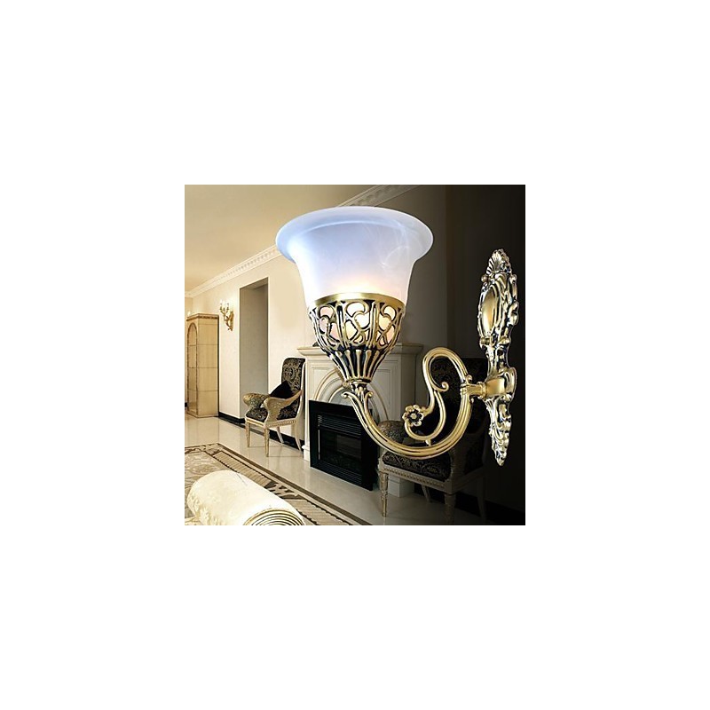 Bronze Wall Sconces Lights Moire Glass European Retro Classic 220V