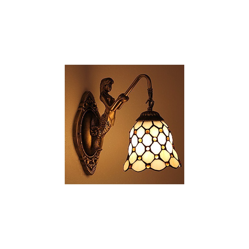 European Contracted Rural Creative Wrought Iron Wall Lamp Glass Lights