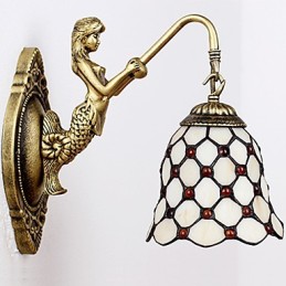 European Contracted Rural Creative Wrought Iron Wall Lamp Glass Lights