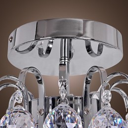 Modern Contemporary Crystal Mini Style Electroplated Metal Chandelier Flush Mount