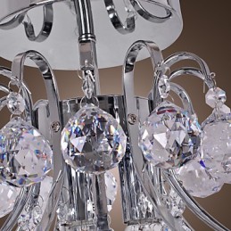 Modern Contemporary Crystal Mini Style Electroplated Metal Chandelier Flush Mount