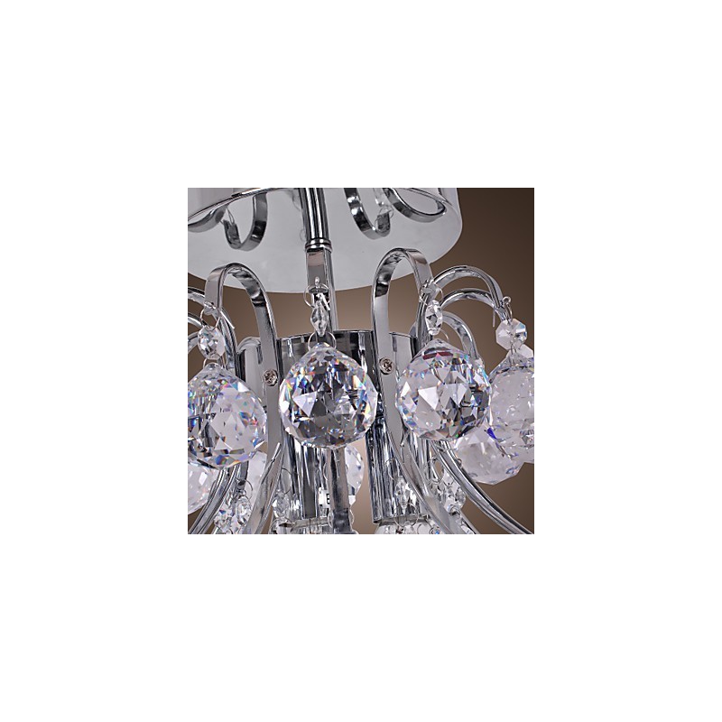 Modern Contemporary Crystal Mini Style Electroplated Metal Chandelier Flush Mount