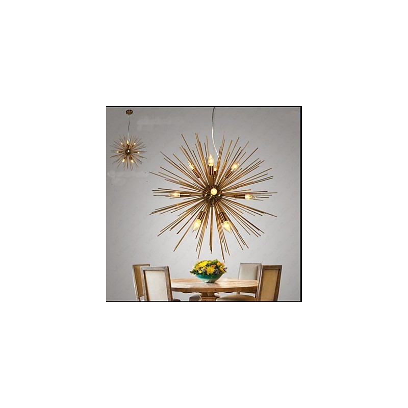 Retro Imitation Copper Creative line 12 Chandelier