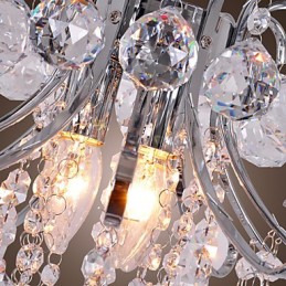 Modern Contemporary Crystal Mini Style Electroplated Metal Chandelier Flush Mount