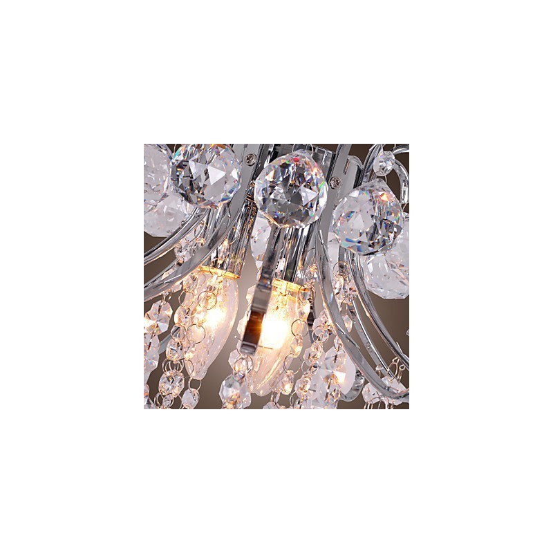 Modern Contemporary Crystal Mini Style Electroplated Metal Chandelier Flush Mount