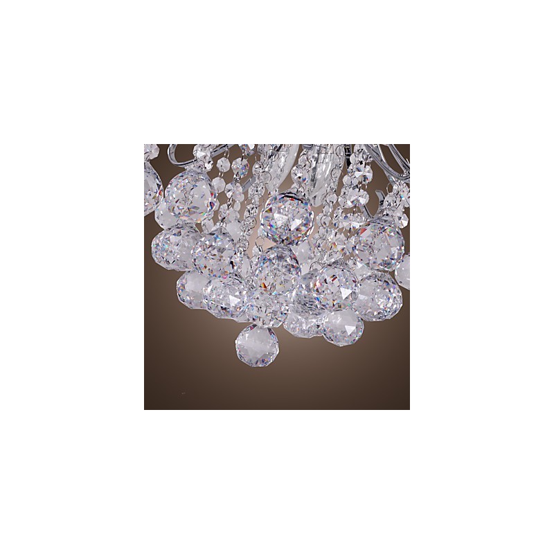 Modern Contemporary Crystal Mini Style Electroplated Metal Chandelier Flush Mount