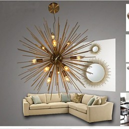 Retro Imitation Copper Creative line 12 Chandelier