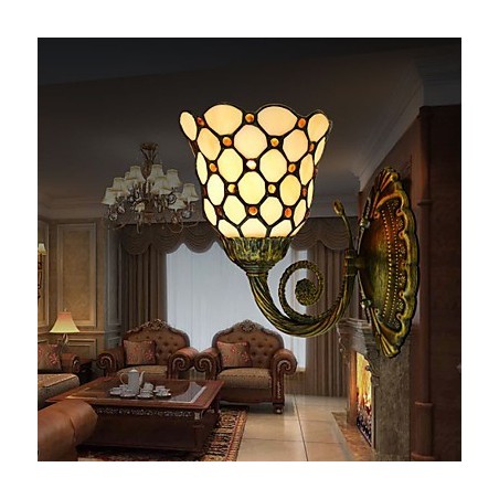 European Mediterranean Contracted Rural Creative Wrought Iron Wall Lamp Glass Lights