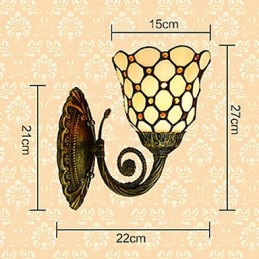 European Mediterranean Contracted Rural Creative Wrought Iron Wall Lamp Glass Lights