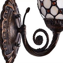 European Mediterranean Contracted Rural Creative Wrought Iron Wall Lamp Glass Lights