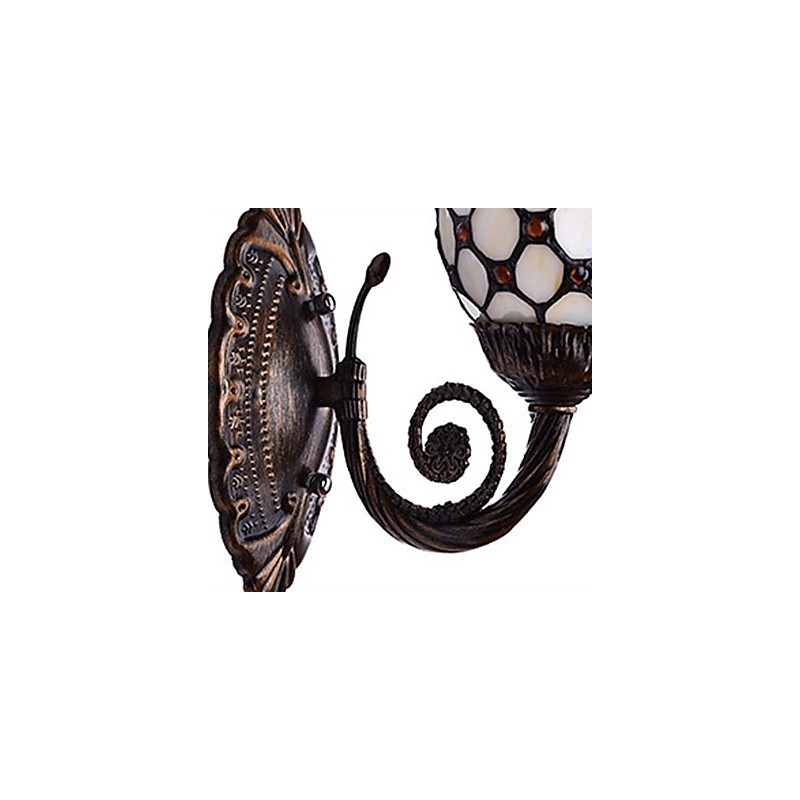 European Mediterranean Contracted Rural Creative Wrought Iron Wall Lamp Glass Lights