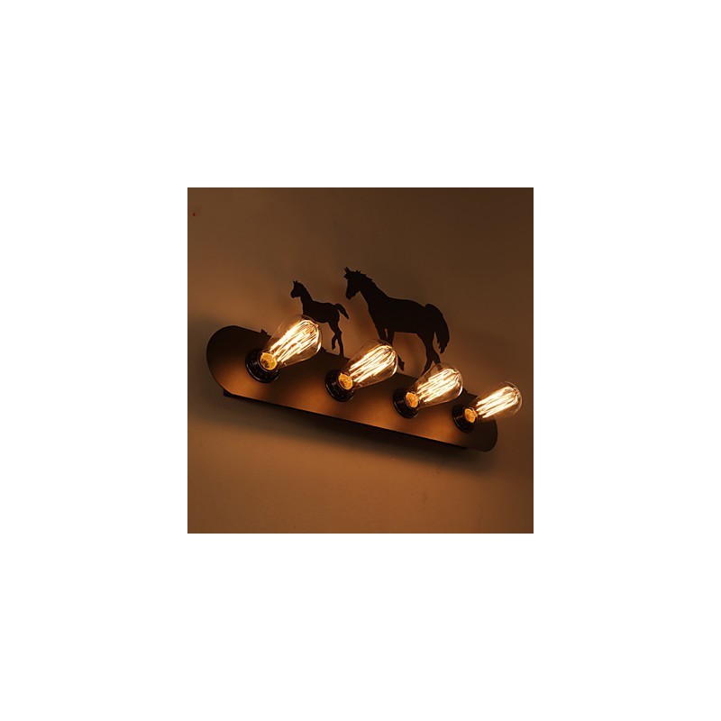 American Village Pastoral LOFT Style Bedroom Aisle Iron Retro Wild Horse Wall Lamps Free Shipping