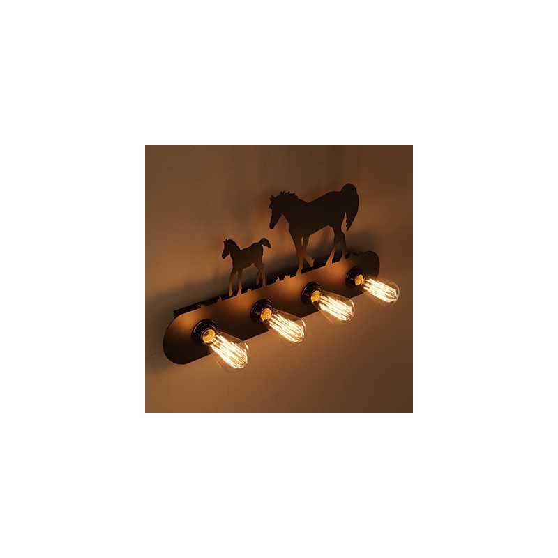 American Village Pastoral LOFT Style Bedroom Aisle Iron Retro Wild Horse Wall Lamps Free Shipping