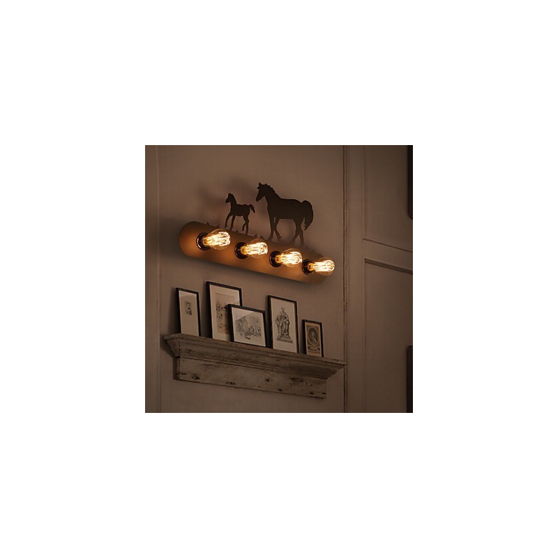 American Village Pastoral LOFT Style Bedroom Aisle Iron Retro Wild Horse Wall Lamps Free Shipping