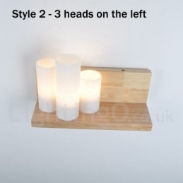 Mini Style Wall Sconces with Glass Shades Modern Contemporary Wood Bamboo Wall Light