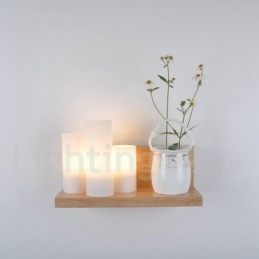 Mini Style Wall Sconces with Glass Shades Modern Contemporary Wood Bamboo Wall Light