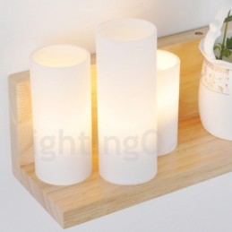 Mini Style Wall Sconces with Glass Shades Modern Contemporary Wood Bamboo Wall Light