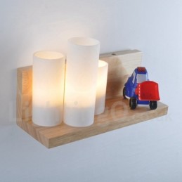 Mini Style Wall Sconces with Glass Shades Modern Contemporary Wood Bamboo Wall Light