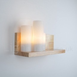 Mini Style Wall Sconces with Glass Shades Modern Contemporary Wood Bamboo Wall Light