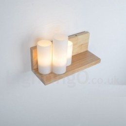 Mini Style Wall Sconces with Glass Shades Modern Contemporary Wood Bamboo Wall Light