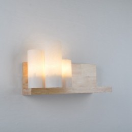 Mini Style Wall Sconces with Glass Shades Modern Contemporary Wood Bamboo Wall Light