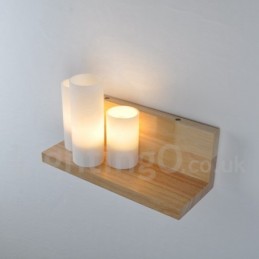 Mini Style Wall Sconces with Glass Shades Modern Contemporary Wood Bamboo Wall Light