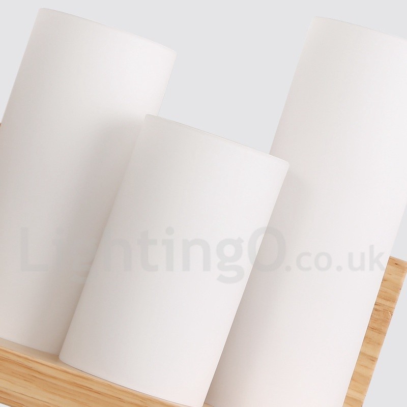 Mini Style Wall Sconces with Glass Shades Modern Contemporary Wood Bamboo Wall Light