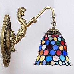 European Contracted Rural Creative Wrought Iron Wall Lamp Glass Lights