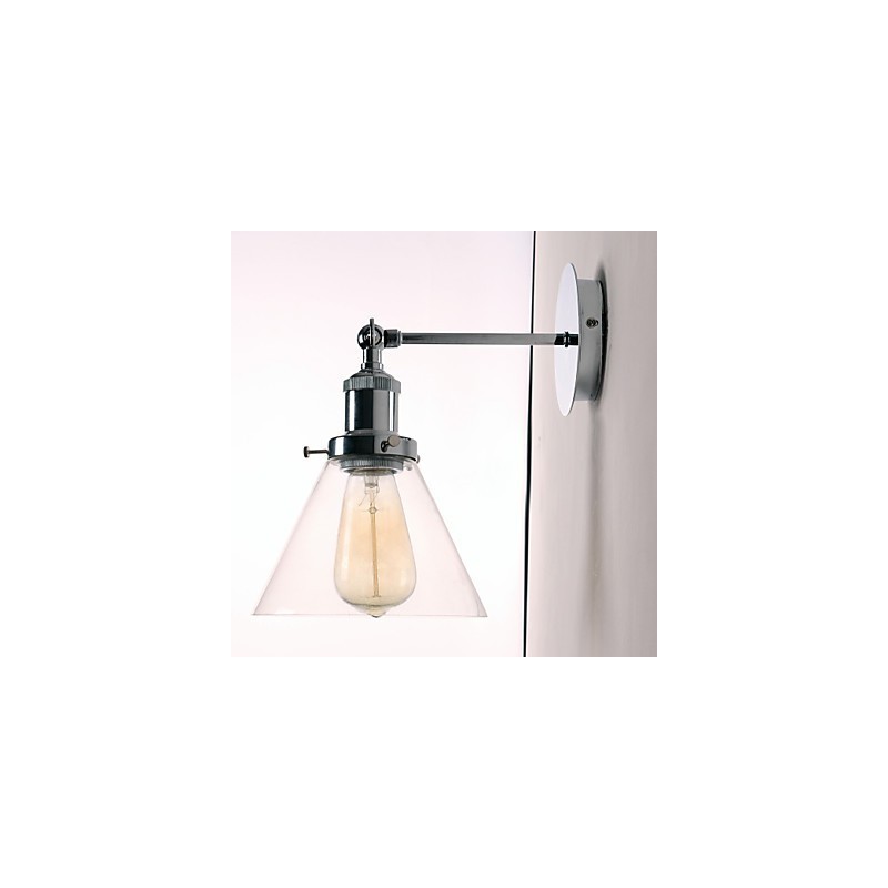 Art Deco Wall Light with Glass Cone Shade Down